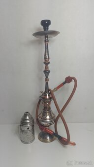 Egyptská vodná fajka z liatiny a plechu – originál z Egypta - 3