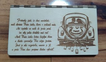 Drevená darčeková obálka Novomanželom - 3