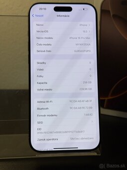 Predám Apple iPhone 16 PRO MAX 256GB Dezert Titanium - 3