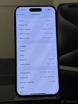 Predám Apple iPhone 15 PRO 128GB Modrý Titanium - 3