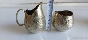 Alpaka:malá tácka so šálkou s pokrievkou a cukornička+Košík - 3