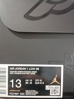 Jordan 1 low oxidized green veľk. EU 47 a 47,5 - 3