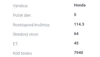 Disky 5x114,3/64 6JJx15 ET45 (Honda) - 3