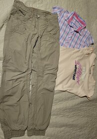 Nohavice,košeľa a tričko pre dievča veľkosť 158/164 - 3