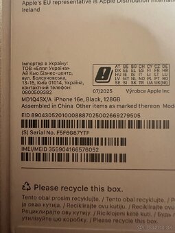 iPhone 16 e 128 gb - AKO NOVÝ -100% Batéria - 3