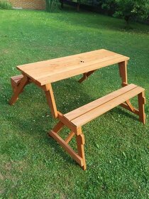 Rozkladacia záhradná lavica lavička  pivný set stol sedenie - 3