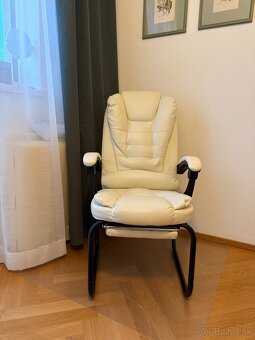Masážne kreslo s podnožkou -béžový - 3