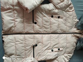 Svetloružová zimná bunda s kožušinkou - M/L - 3