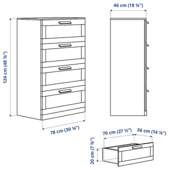Ikea - BRIMNES Komoda so 4 zásuvkami - Nová - 3