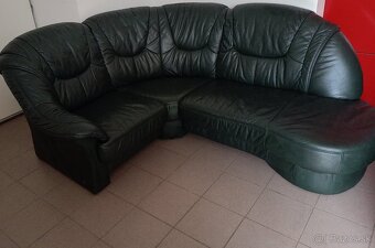Kožená rohová sedacia súprava - TOP STAV, PRAVÁ KOŽA - 3