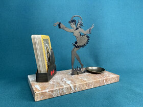 Art deco stojan na karty s postavou tanečnice - 3