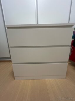Komoda MALM s 3 zásuvkami, biela, 80x78 cm - 3