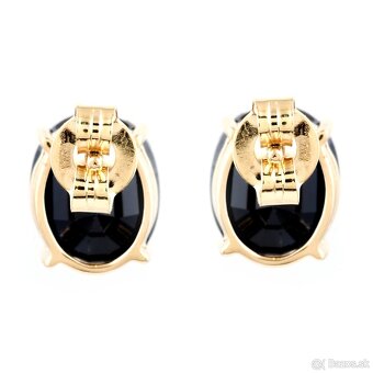 Napichovacie zlaté náušnice s prírodnými deep blue Zafírmi - 3