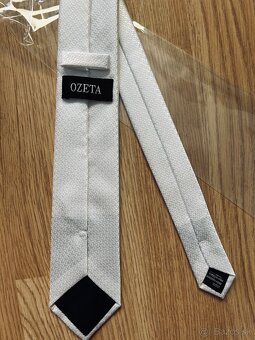 biela elegantná značkova kravata, Ozeta - 3