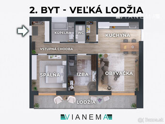IBA U NÁS Úplne nový 3-izbový byt s veľkou loggiou, PB - 3