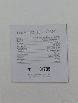 Mince 20 eur Rakúsko 2013 Proof - 3