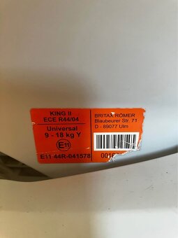 Autosedačka Britax Romer King 2 platné do zmazania - 3
