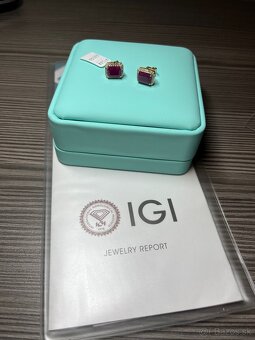Rubinove nausnice 14k zlato s diamantami IGI - 3