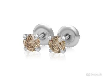 Champagne 0,83ct diamantové náušnice z 14ct bieleho zlata - 3