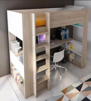 Poschodová posteľ ALDO Bo5 white, oak - 3