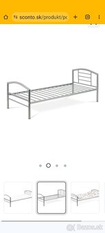 Kovová posteľ 90x200 (lesk sivá) - 3