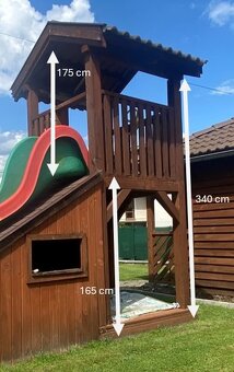 Detský záhradný domček so šmykľavkou a pieskoviskom P - 3