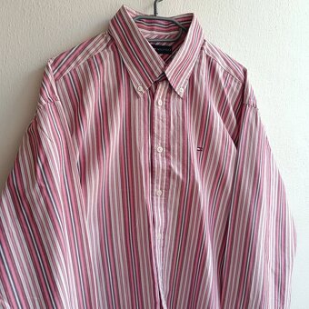 Tommy Hilfiger ružová pruhovaná košeľa s dlhým rukávom XL - 3