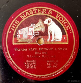 Vlasta Burian - stará šelaková gramodeska z roku 1927 - 3