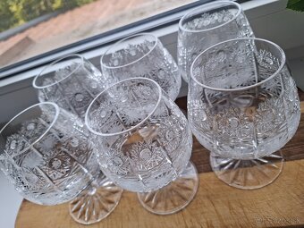 Luxusný vintage set brúsených pohárov na koňak / brandy - 3