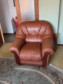 Sedacia súprava v hnedej koži - 3