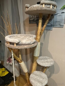 Handmade mačací strom z masívu / škrábadlo - 3