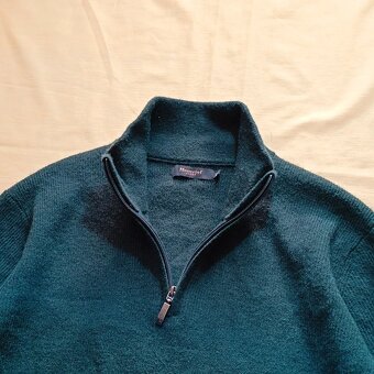 Moncrief London tmavozelený sveter so zipsom s prímesou vlny - 3