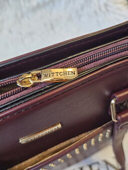 Značková kožená kabelka bordovej farby - 3