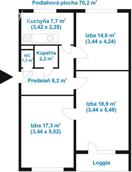 3 izbový byt s balkónom na Odborárskej ul., Košice - Sever - 3