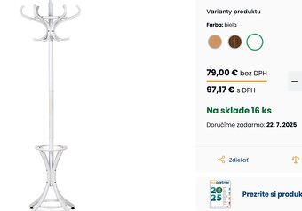 Predám drevený stojanový vešiak s držiakom dáždnikov, biely - 3
