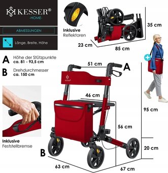 Chodítko na kolieskach Skladacie chodítko pre seniorov so se - 3