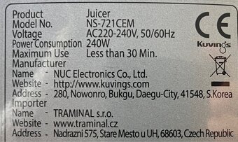 Predam pouzivany odstavovac Kuvings NS-721CEM - 3