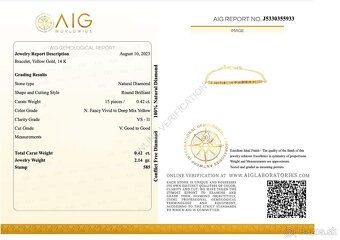 Náramok z 14ct zlata zdobený 15ks prírodnými Fancy diamantmi - 3