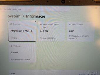 AMD RYZEN 7 7435HS/RTX 4070/24GB RAM/1TB NVMe - 3