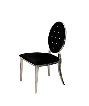 čierne zamatové kreslo zdobené kryštálmi silver glamour - 3