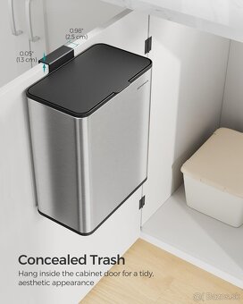 SONGMICS závesný kôš na odpad 8l – strieborný, nový - 3