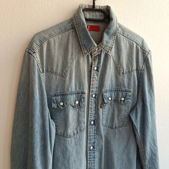Vintage Levis modrá džínsová košeľa riflová košeľa L - 3
