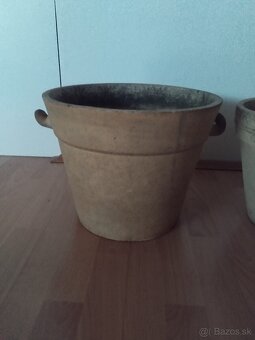 2 hlinené kvetináče po babke - 3