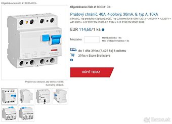 Prúdový chránič, 40A, 4-pólový, 30mA, G, typ A, 10kA - 3