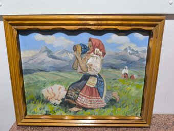 Olejomaľba - dievča pod Tatrami - 3