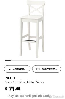 Ikea vysoké barové Ingolf stoličky - 3