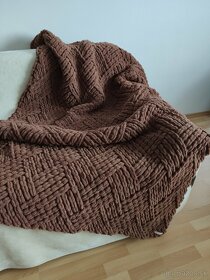 Pletená deka pre dospelých hnedá - 3