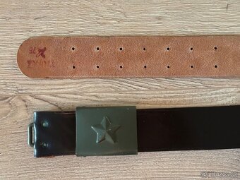 Vojenský opasok, remeň ČSĽA kožený, vz.60 nový - 3