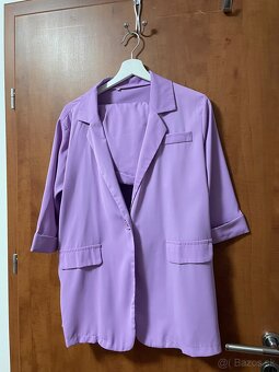 Fialový set sako + kraťasy - 3