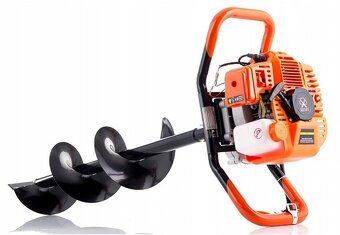 Motorový pôdny zemný vrták jamkovač s 3 vrtákmi + predlžovák - 3